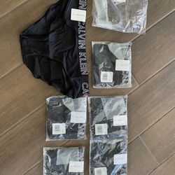 6 Pairs, Brand New Women’s Calvin Klein Black Underwear Panties L