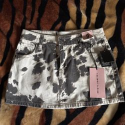 Cow Print Low Rise Skirt