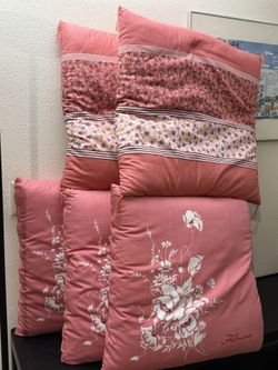 5x Vintage Zabuton Japanese Floor Pillows Cushion 1970s