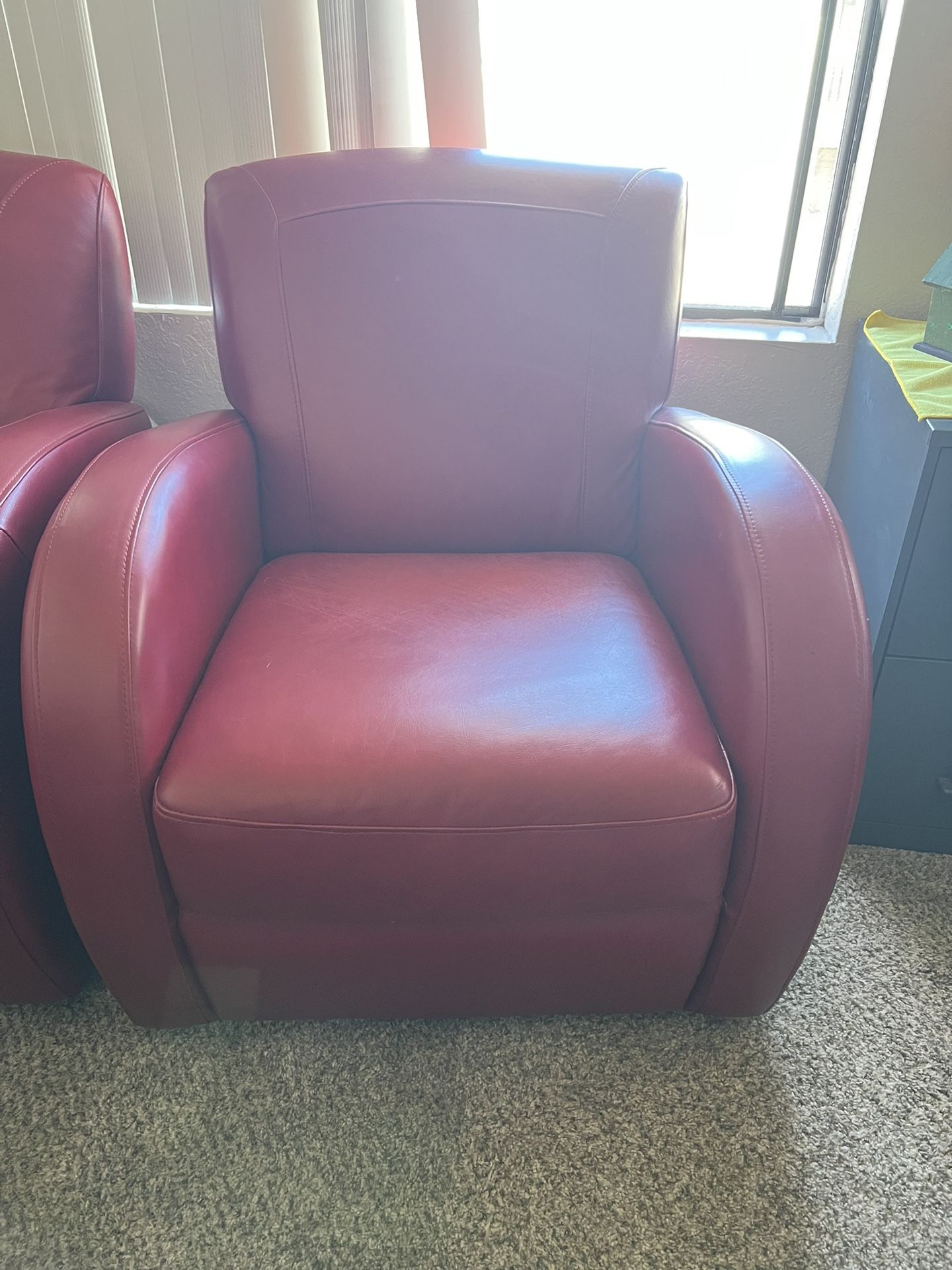 Red Leather Arm Chair - Set of 2 - $500 obo