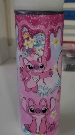 1pc Stitch & Angel 20oz Stainless Steel Insulated Water Bottle with Straw