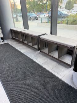 Commercial Storage Cubby Benches w/ Cushioned Seating – Set of 3