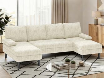 BRAND NEW Beige Sectional Sofa w/ Double Chaise