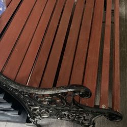 Wrought Iron Wood Park Bench Perfect For In-outdoors 48” Inches long 