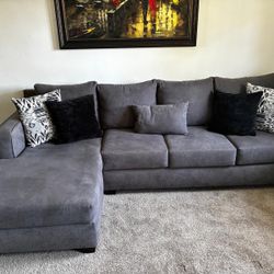 L shape gray couch