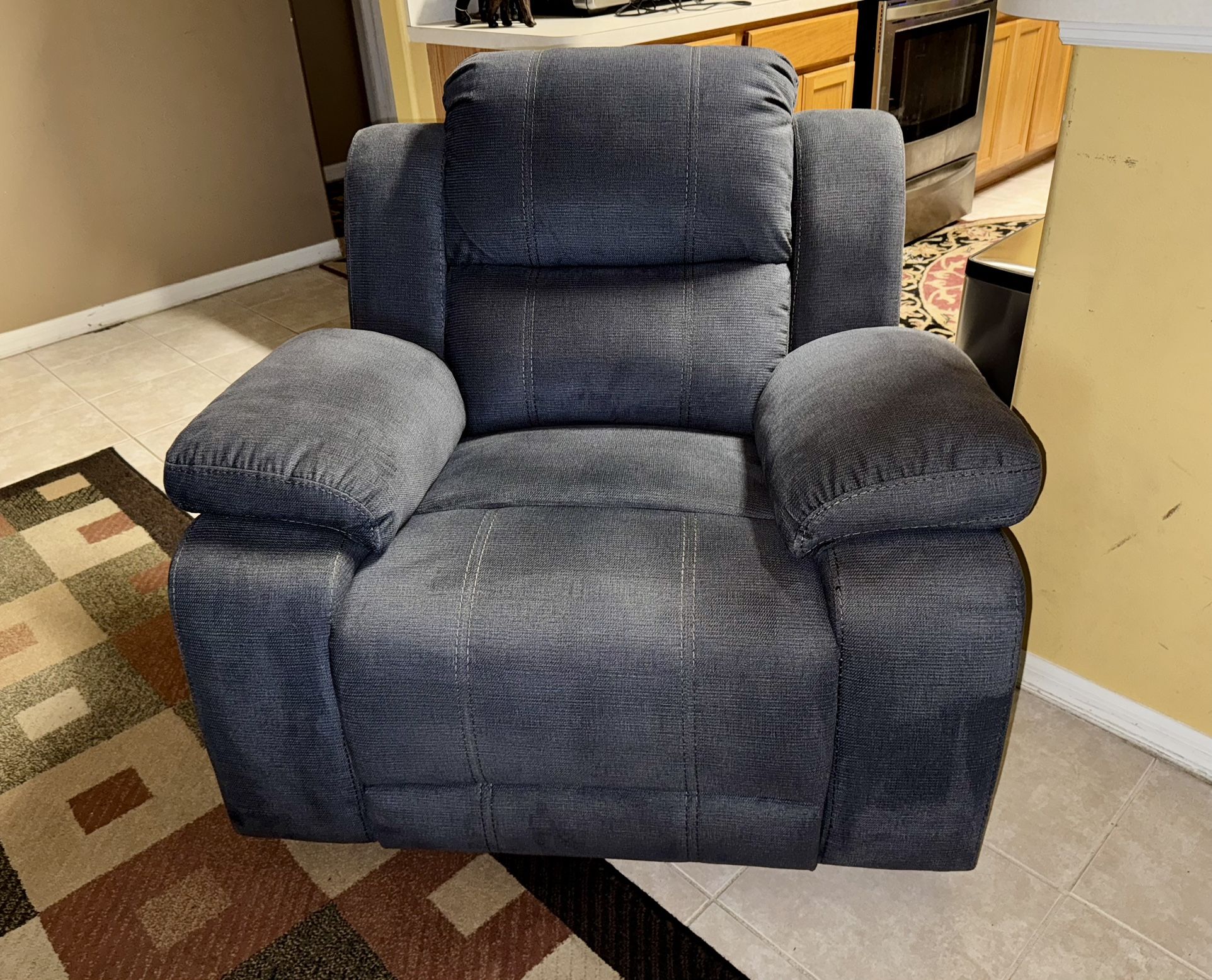 Steel Blue Recliner Rocker Chair