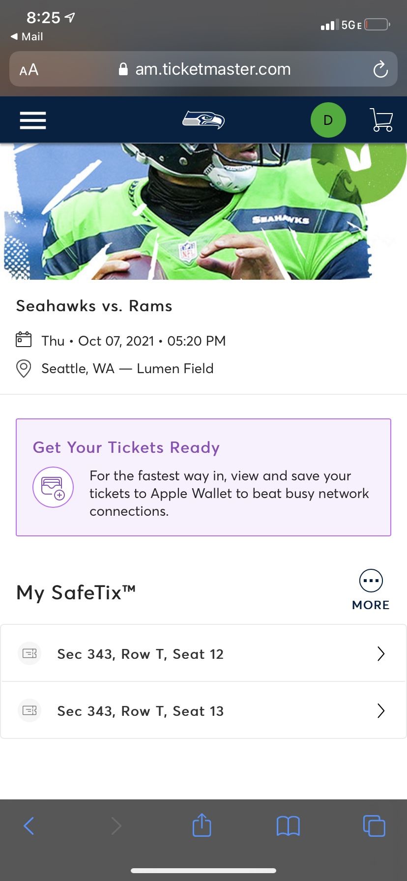 Seattle Seahawks Vs Rams 10/7