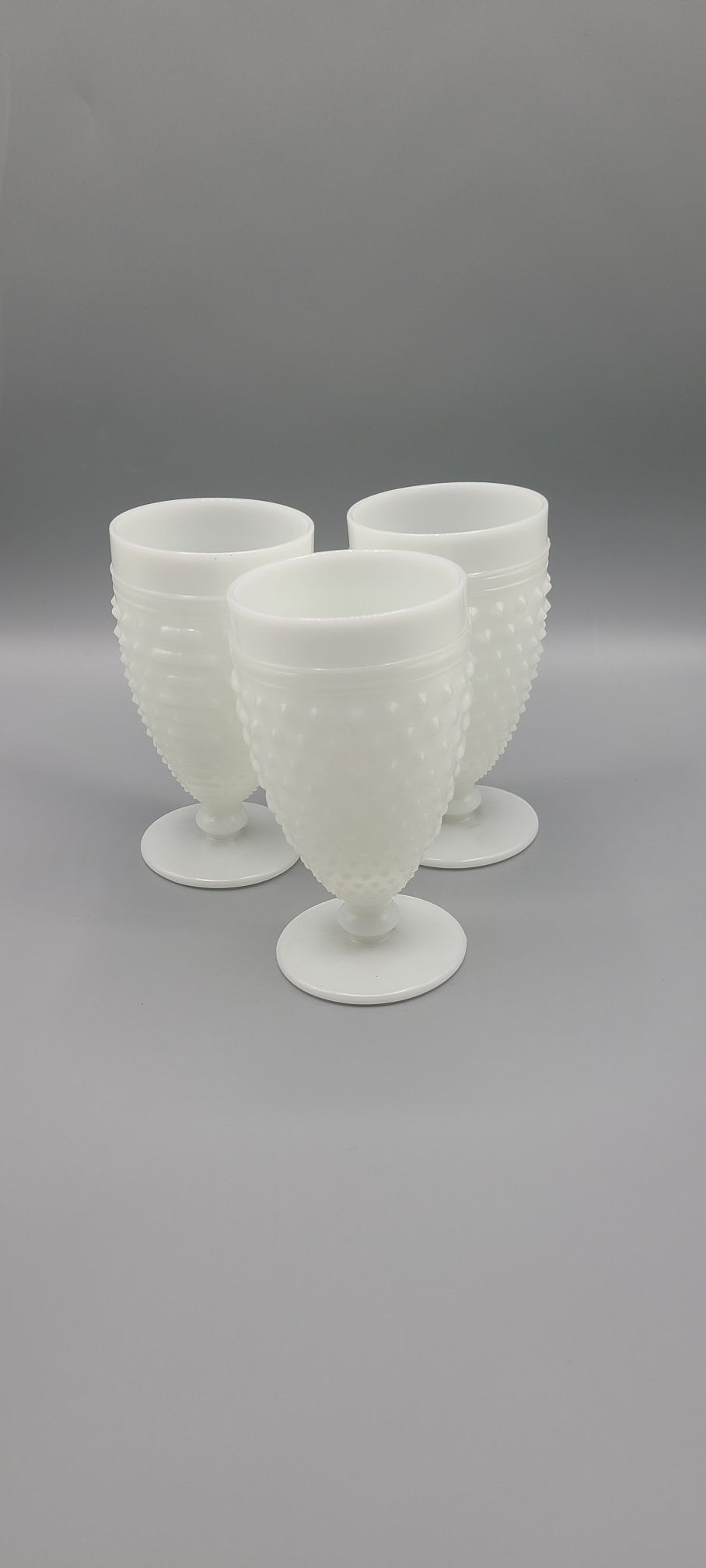 Anchor Hocking Hobnail Milk Glass Pattern - Water Goblet -