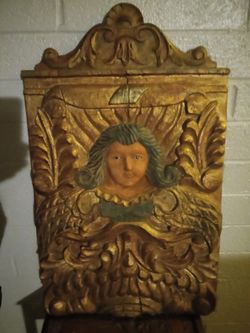 Large Hand Carved Wooden Art Panel Antique