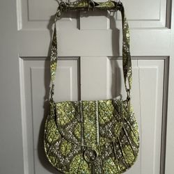 Vera Bradley Purse Crossbody Shoulder Green And Blue Pattern