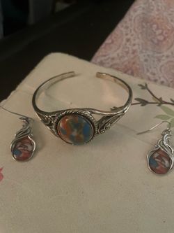 Torquoise mixed cuff nd earrings