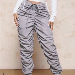 Drawstring Waist Stacked Pants