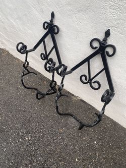 Pair of Heavy Iron Plant Holders