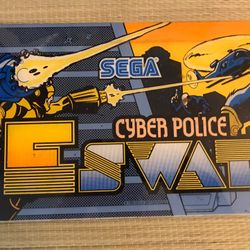 Cyber Police E SWAT Sega Original Arcade Video Game Plexi Marquee Sign Header 