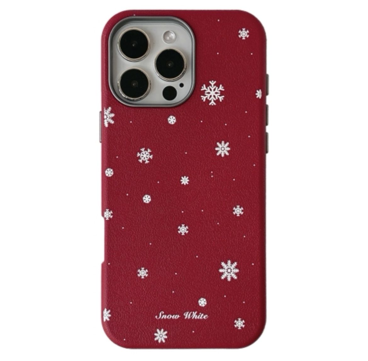 iPhone 16 Pro Max Christmas Series Frosted PC Hybrid TPU Leather Phone Case(Snowflakes)
