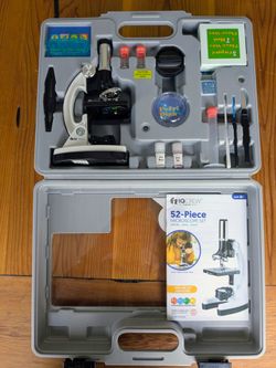 IQCREW 52-Piece Microscope Set 1200X with 48 Prepared Slides