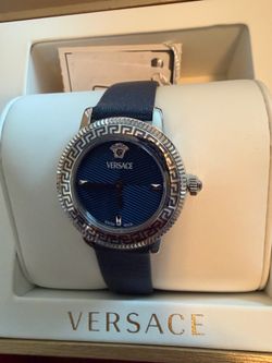 Versace Women's V-Icon Watch Blue Leather strap