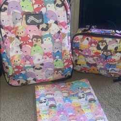 Squishmallow Back Pack Lunch Bag And 2 Pack Of Folders