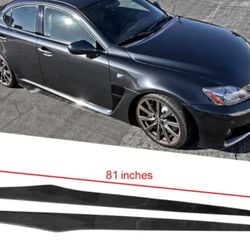 Fits Universal 81" 2PCS Side Skirts Extension Rocker Panel Bottom Carbon Fiber