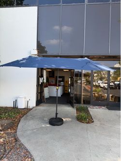 New 13’ Twin Rectangular Double Side Umbrella with Solar LED Light (base sell seperate)