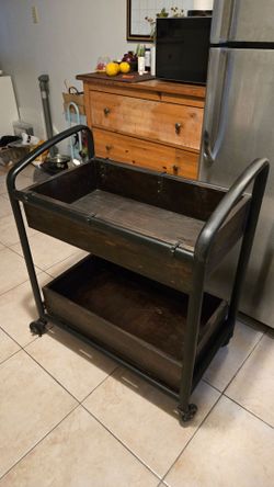 Industrial Rolling Bar Cart Two Tier