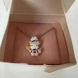 New Vintage Hello Kitty Cook / Chef Silvertone & Enamel Necklace