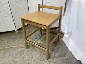 Made in Italy Natural Finish Wooden Counter Stool with Low Back