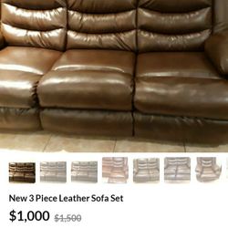 Brown Leather Sofa Recliner 3month Use Only No Pet