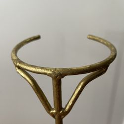 Antique  Finished Metal Doll Stand. Cradles Doll In An Upright Position Or Puppet Stand