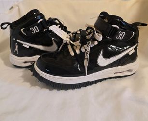 Nike Air Force 1 Mid Off-White Sheed black patent leather Men's size 8.5