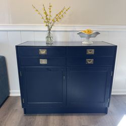 Navy Lockable Sideboard and Display Case