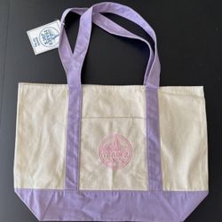 Trader Joe's Lavender Handled Large Canvas Tote