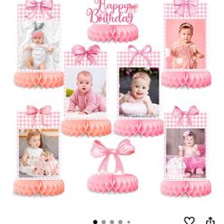 8pc Pink Bow Party Centerpieces 