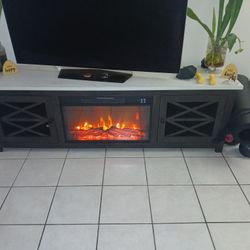 Fireplace  Tv Stand 75 W.Heater Led Lights  In Shelves  