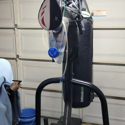 Everlast punching bag and speed bag set up.