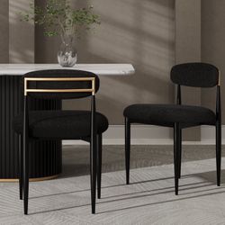 2 Pieces Boucle Armless Dining Chair, Upholstered Accent Chair