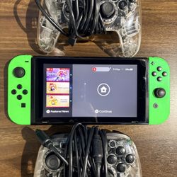 Nintendo Switch W/ 2 Wired Controllers 