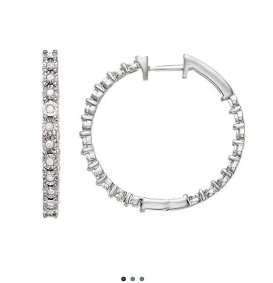 1/4 Cttw Diamond Hoops Silver