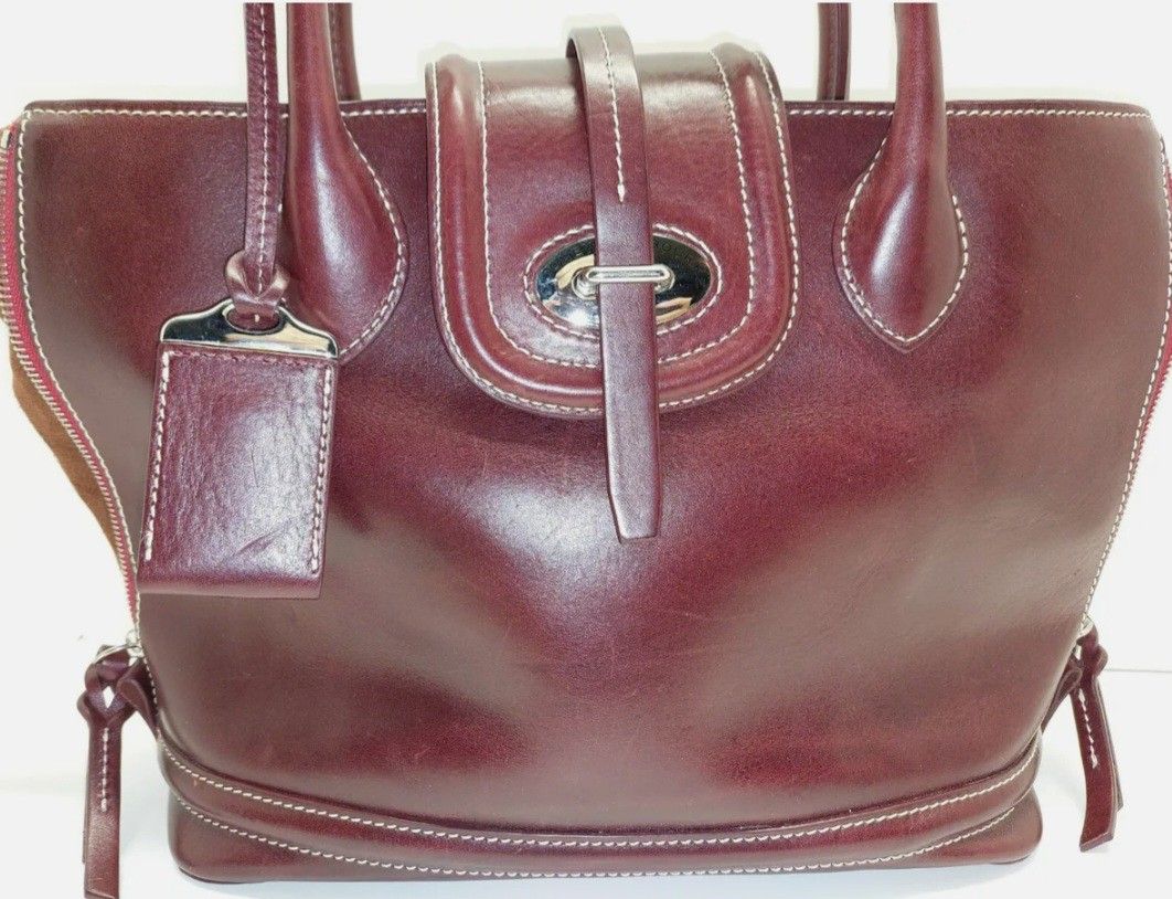 DOONEY & BOURKE Florentine Toscana Side Zip Satchel Bordeaux Leather & Suede