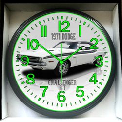 1971 Dodge Challenger RT Glow In The Dark Wall Clock New!