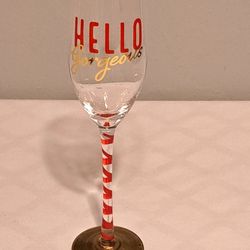 Champagne Glass Hello Gorgeous Clear Gold Red & Black