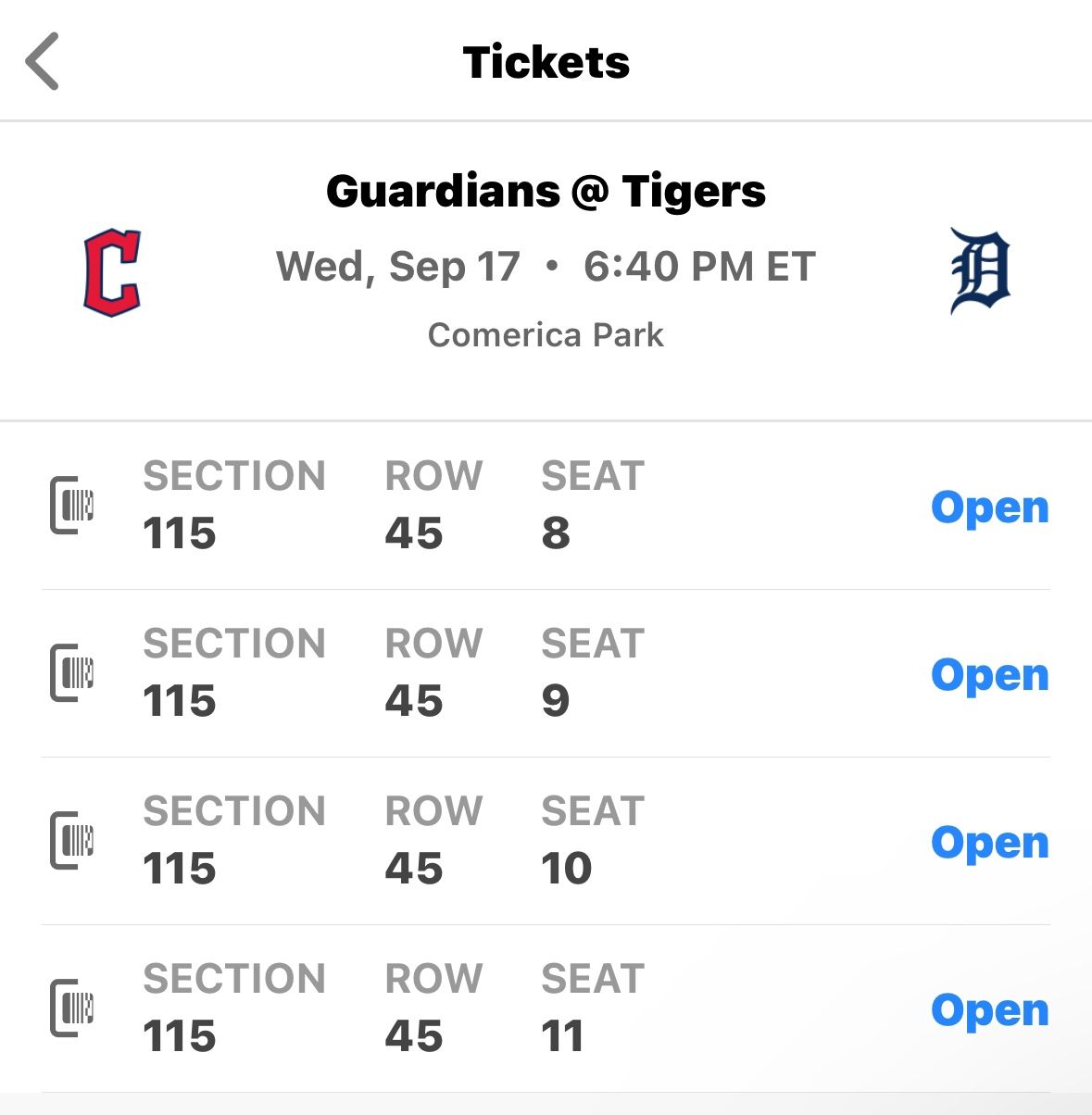 4 Tickets To tigers Game On September 17