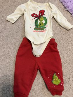 3/6 Month Grinch Baby Xmas Outfit 