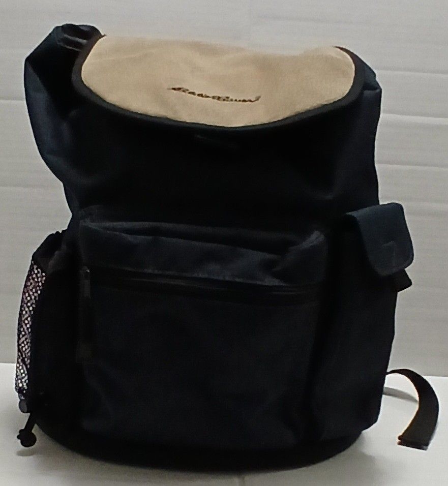 Eddie Bauer Men's Backpack Dark Blue Nylon W/Nylon Accents (Pre-loved) 16x15x5
