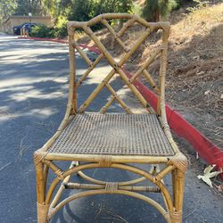 1960s MCM Rattan Chippendale Chair in Bamboo