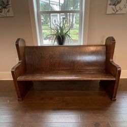 Church pew 68 inches wide, 40 inches high, 22 inches deep