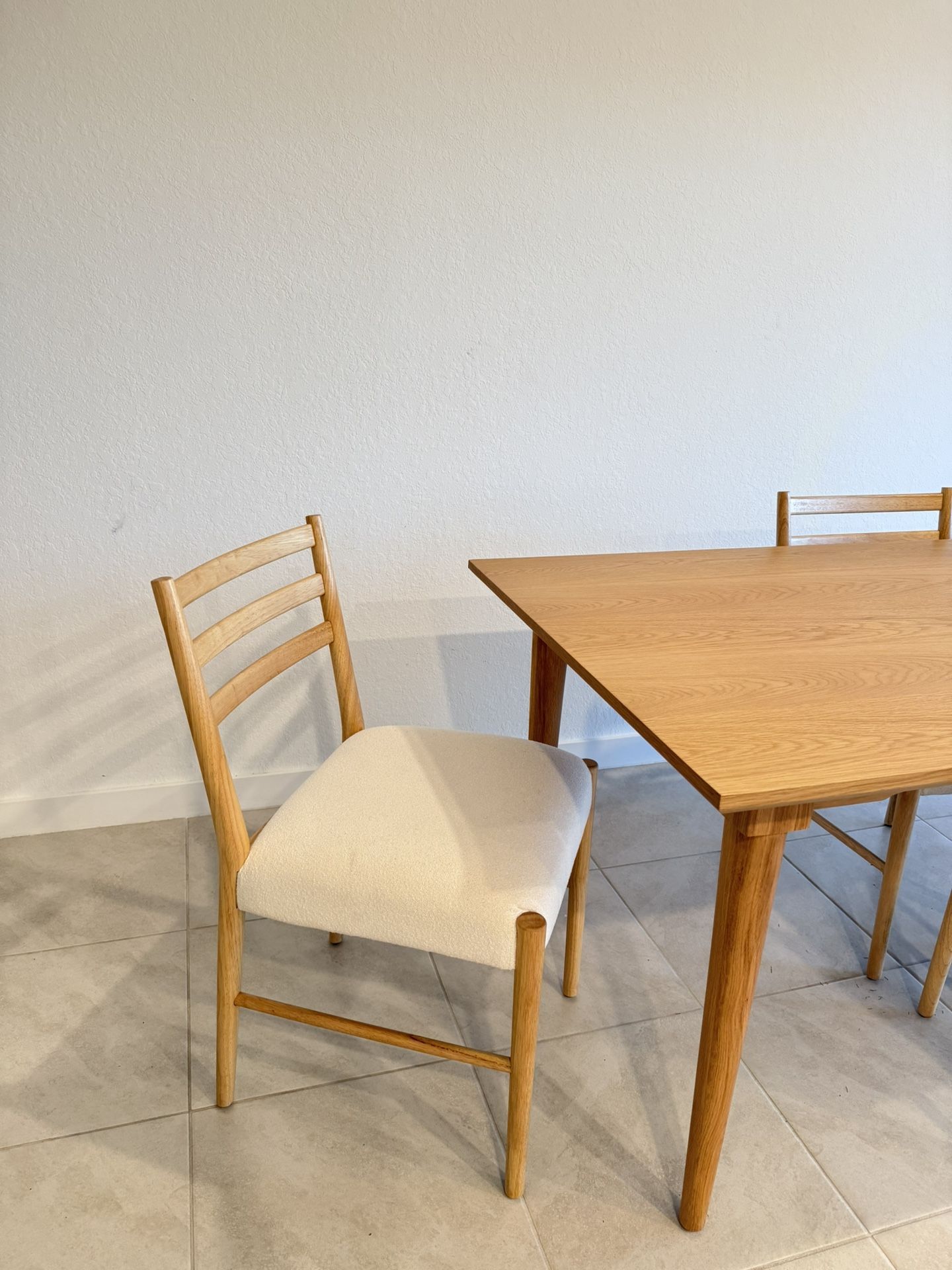 Beautiful light wood dining table.
