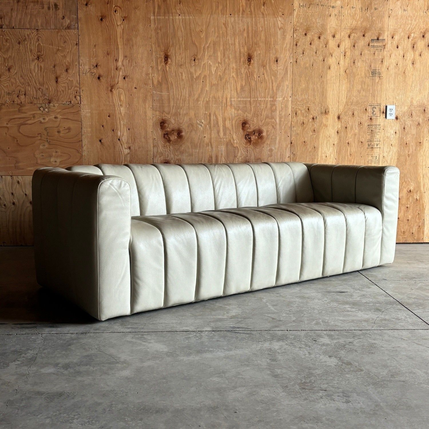 Top Grain Leather Sofa in Ivory