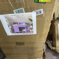 2-Piece Kids Wood Top Purple Study Desk and Chair Writing Table with Drawer Storage Cabinet