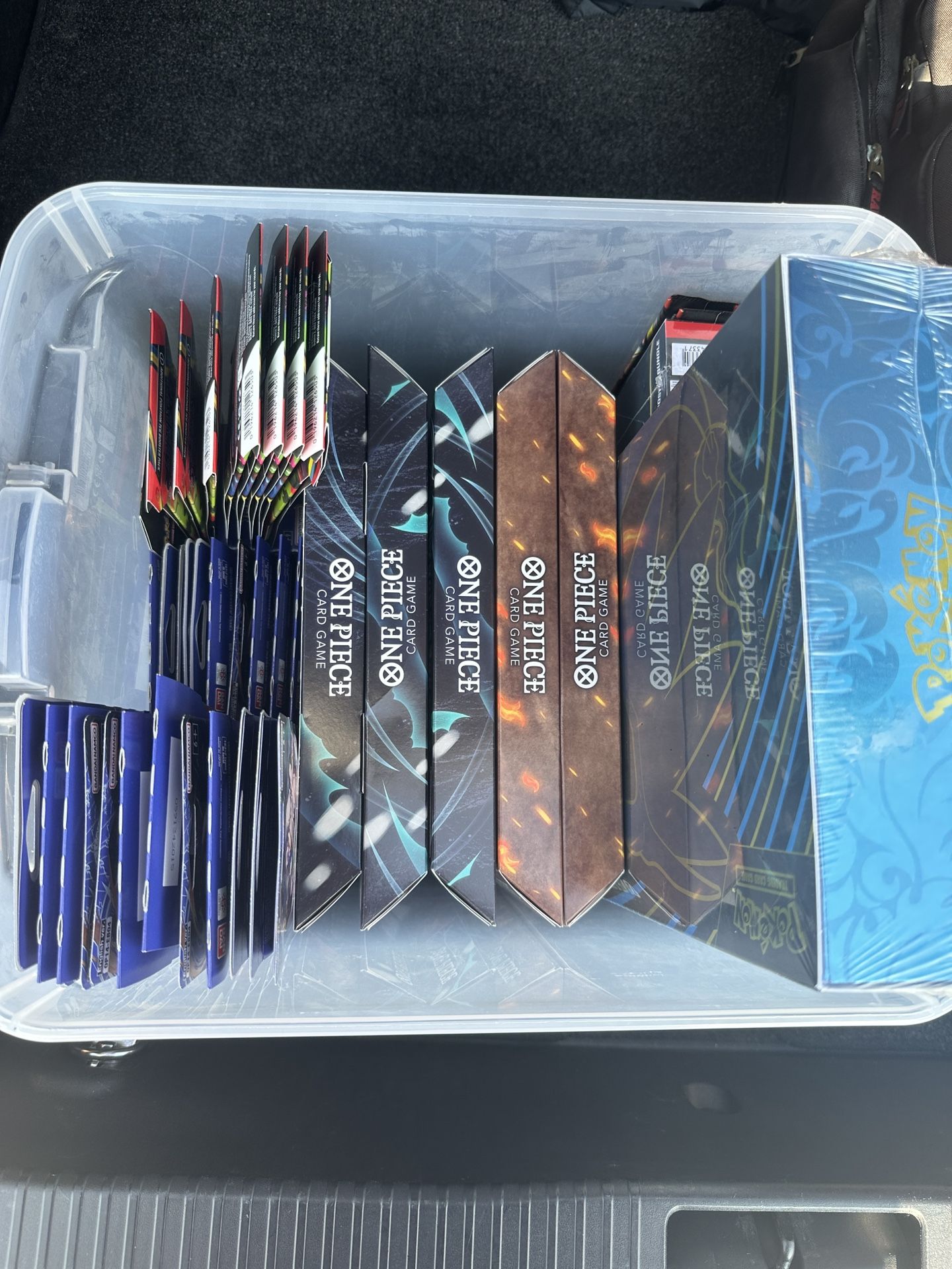 Pokemon/One Piece Cards (Charizard UPC/Mega Evolution/Destined Rivals/Prismatic Evolution/Phantasmal Flames/The Azure Sea’s Seven/Illustration Box)